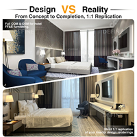 Ensemble de mobilier de chambre d'hôtel moderne, solution clé en main, sur mesure, pour hôtel commercial, lit king-size ou queen-size, durable et écologique