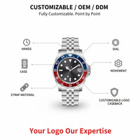 Montres mécaniques de plongée pour hommes à mouvement automatique japonais avec verre saphir, personnalisables avec logo, faible MOQ, vente chaude, OEM