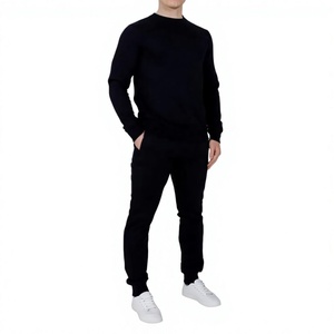 Conjunto Deportivo de Invierno para Hombre, Azul Marino, de Algodón, con Capucha, Pantalón Largo, Transpirable, Informal, con Bolsillos Laterales y Cintura Elástica - Product Image 5