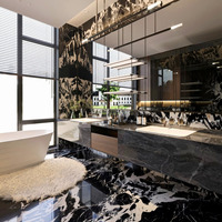 Dalles de marbre noir et blanc de luxe pour décoration intérieure, dalles de pierre naturelle pour murs, sols et salles de bain d'hôtels et villas