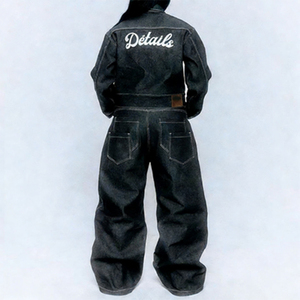 Vêtements avec logo personnalisé, <span class=keywords><strong>veste</strong></span> streetwear brodée, <span class=keywords><strong>veste</strong></span> ample élégante et confortable, vestes en denim brut pour hommes, lourdes - Product Image 3