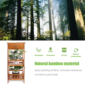 Mesa auxiliar de bambú, mesita de noche de 3 niveles, mesita de noche pequeña y alta para espacios pequeños, mesita de noche con cajón para dormitorio - Product Image 3