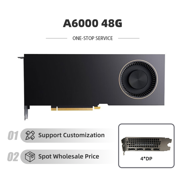 New Hot Sale RTX A6000 48GB PCIe 4.0 GDDR6 Memory Cores GPU MXM Desktop/Workstation Fan-Cooled Customize Graphics Card