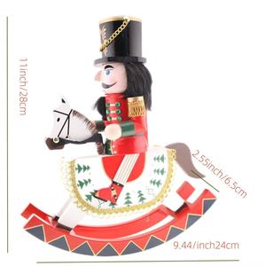 <span class=keywords><strong>Casse</strong></span>-noix en bois traditionnel peint à la main sur cheval à bascule, figurine de soldat roi classique de Noël, décoration de fêtes - Product Image 3
