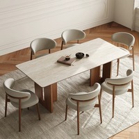 Ensemble de table à manger moderne de luxe, table rectangulaire en pierre frittée pour salle à manger, ensemble de table à manger 6 places