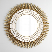 Miroir décoratif rond de luxe, miroir mural avec cadre en métal doré pour le salon, l'entrée et la salle à manger, décoration murale