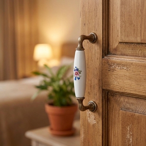 Vintage <strong>Ceramic</strong> Furniture <strong>Drawer</strong> Handles 128 Zinc Alloy Brass Orchid Marble Single HoleCC 5" Porcelain Kitchen Cabinet <strong>Knob</strong> - Product Image 1