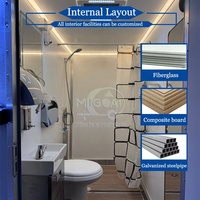 Promotion : Remorque WC Mobile 8 Postes à Double Essieu avec Chambre d'Affaires Portable à Chasse d'Eau, Douche et Éclairage LED pour Grands Événements Extérieurs