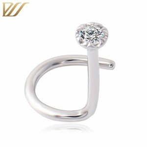 2025 moda cuerpo joyería <span class=keywords><strong>decoración</strong></span> 14K oro blanco moissanita joyería diamante redondo nariz anillos y tachuelas - Product Image 1