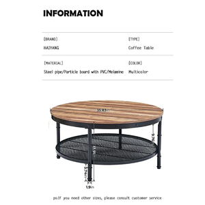 Meuble de salon à cadre métallique, <span class=keywords><strong>table</strong></span> <span class=keywords><strong>basse</strong></span> <span class=keywords><strong>ronde</strong></span> en bois mdf à 2 niveaux <span class=keywords><strong>avec</strong></span> étagère de rangement - Product Image 4
