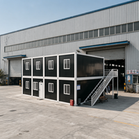 Maison conteneur préfabriquée de 20 pieds à toit en pente et mur-rideau en verre, pour habitation, boutique ou bureau