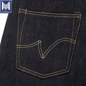 Customized Indigo 21-22oz Selvedge Mens Heavy Denim Slim Tapered Mid Waisted No Shrinkage Jeans