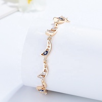 Nouvelle technologie Blue Crescent Cutout Style Fine Bracelet à breloques plaqué or 18 carats Femme Bracelets pour femmes