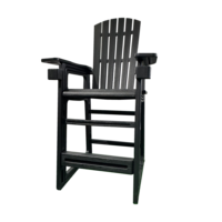 Chaise de bar Adirondack haute sans outil tabouret de patio extérieur en HDPE à grain de bois recyclé avec design amovible
