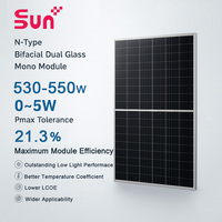 Panneau solaire N-Type demi-cellule tout noir haute puissance 530W |   Module en silicium monocristallin à double vitrage bifacial, efficacité de 21,3%