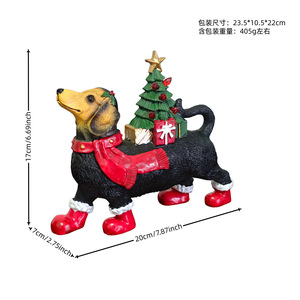 Figurine de Noël en résine <span class=keywords><strong>Teckel</strong></span> Mei Yu, Décoration de maison pour les fêtes, Ornement de bureau pour scène lumineuse d'arbre de Noël - Product Image 6