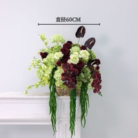 Dekorasi Pernikahan A-2052, Rangkaian Bunga, Bola Bunga Hydrangea, Sutra Buatan Tangan, Tanaman Buatan, Bola Bunga Merah Burgundy