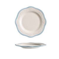 Assiette en céramique française en relief dentelle perlée assiette de petit déjeuner plate irrégulière maison assiette à dîner de niveau élevé