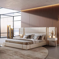 Lit double italien de luxe derniers meubles de chambre à coucher principale de villa haut de gamme de 1.8 mètres avec grand écran pour appartement