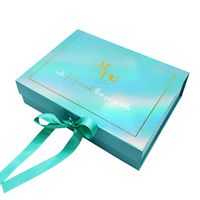 Boîte cadeau de luxe en carton rigide avec fermeture magnétique, impression personnalisée, turquoise et violet, pour cadeaux