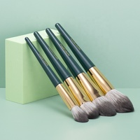 Ensemble professionnel de 15 pinceaux de maquillage de luxe verts pour le visage et le correcteur
