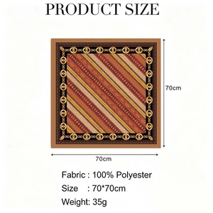 Retro Greek <b>Key</b> Chain Pattern Polyester Scarf 70*70cm <b>Square</b> Neck Scarves for Women Office Business Wear - Product Image 6