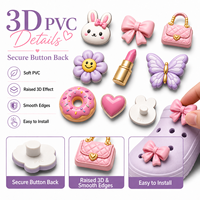 Breloques de chaussures en PVC rose personnalisées, mignonnes, en forme de papillon, pour sacs, rouges à lèvres, décorations de sabots, accessoires girly