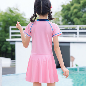 Baiya Girls Swimwear One Piece Pink With Built In Bra <b>Pads</b> For Swimming And Hot Spring 6-8 Years Old - Product Image 4