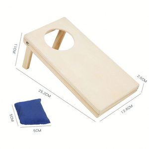 Mini juego de Cornhole de madera para niños - Juguete educativo portátil y ecológico de mesa con bolsa de transporte - Product Image 2