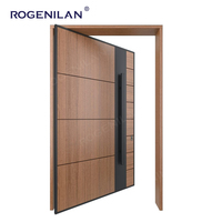 Portes de sécurité modernes en bois de Foshan Rogenilan, portes extérieures, porte d'entrée en aluminium pour maison