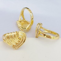 JML Großhandel Luxus Damen 14 Karat Laminiertes Gold Herzring Hochwertiges Messing Joyera De Oro Laminado Anillo