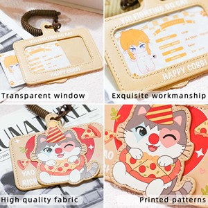 <span class=keywords><strong>Porte</strong></span>-cartes en cuir PU original avec cordon, fenêtre transparente pour carte d'identité, <span class=keywords><strong>porte</strong></span>-badge de crédit, <span class=keywords><strong>porte</strong></span>-clés NFC - Product Image 2