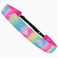 Serre-têtes licorne mignons antidérapants pour filles, bandeaux de sport ajustables à paillettes, accessoires de yoga et de danse pour enfants