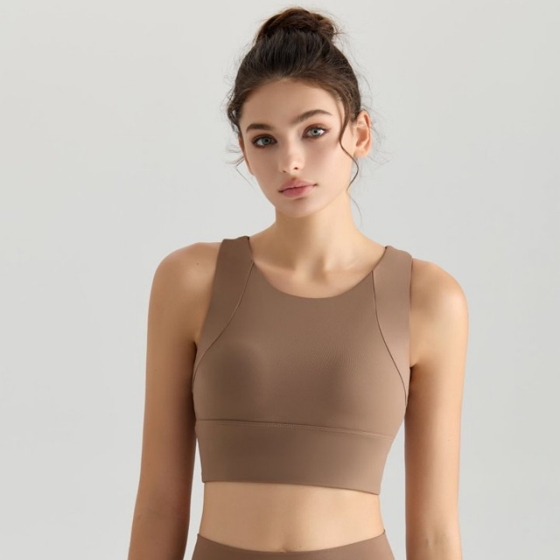Seamless Yoga Vest with Built-in Bra, Shockproof Padded Sports Bra, Double Racerback Backless Gym Top for Women Fitness