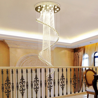 Lustre LED long en cristal et métal blanc, style nordique, décoratif, pour hall d'hôtel commercial, escalier, personnalisé, durée de vie de 50 000 heures