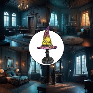 Lampe en forme de chapeau de sorcière en vitrail, amusante et créative, faite à la main, lumières en forme de chapeau, veilleuse de chevet, décoration d'intérieur, cadeau original pour un ami - Product Image 5