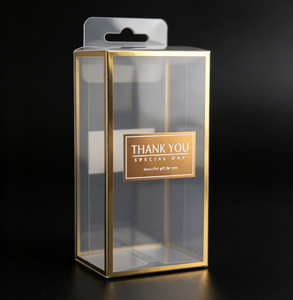 Caja de regalo rectangular transparente de plástico PET con impresión en lámina dorada para manualidades y empaques de regalo - Product Image 3