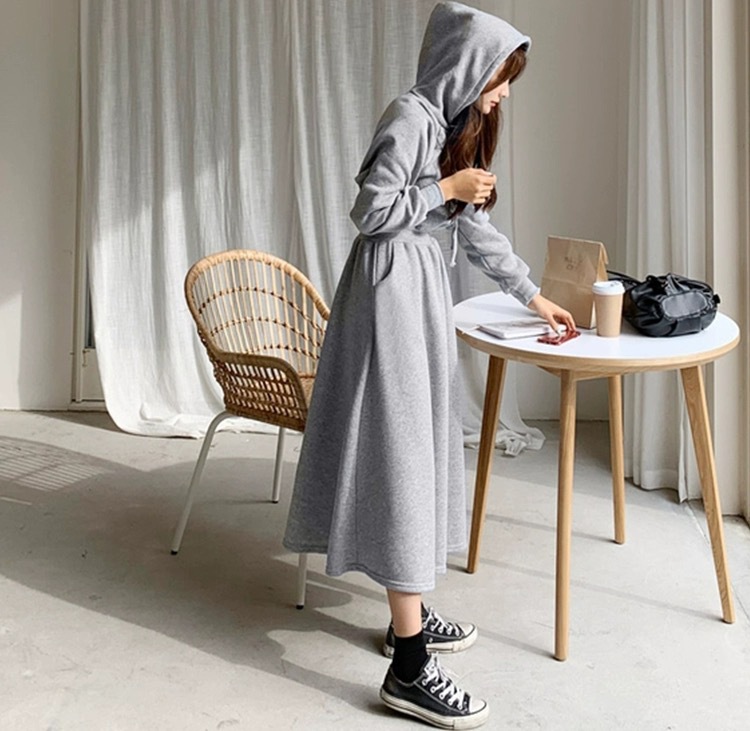 Autumn Winter Women's Hoodies Dress - Long Sleeve Fashion