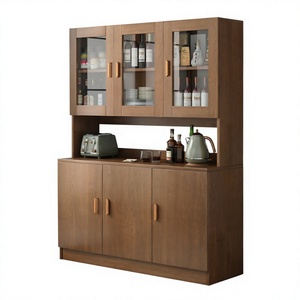 Aparador Moderno Minimalista con Puertas de Vidrio, Cajones, Madera Blanca Bicolor - Almacenamiento, Estante Abierto, Mueble de Comedor, Buffet - Product Image 2