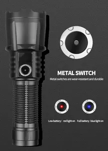 2000lumens Xhp160 30W Wick LED Flashlight High Power TorchLighting Distance 1500M Waterproof Tactical Hunting Lights Flashlights