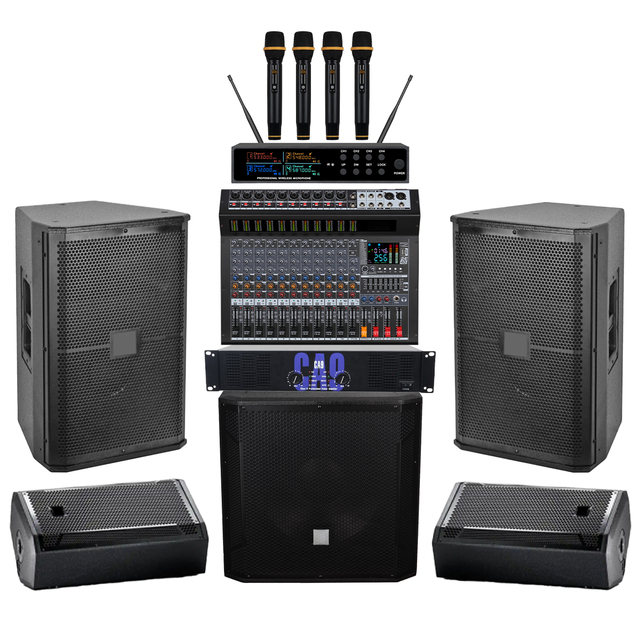 Professional Dual 12-Inch Passive Line Array Speaker Mixing Console Stage Combination Set Outdoor Stage Concert