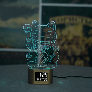 USB Đồng hồ cơ sở Cáp điều khiển cảm ứng ánh sáng ban đêm cảm ứng chuyển đổi <span class=keywords><strong>Acrylic</strong></span> 3D LED đêm đèn lắp ráp cơ sở cho trang trí phòng ngủ nhà - Product Image 4