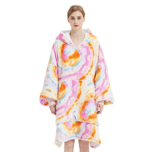 Manta con Capucha de Forro Polar Casual de <span class=keywords><strong>Invierno</strong></span> Más Vendida, Doble Capa, Engrosada, Transpirable, Suave y Cálida, <span class=keywords><strong>Pijama</strong></span> Ponible con Logotipo Frontal - Product Image 6