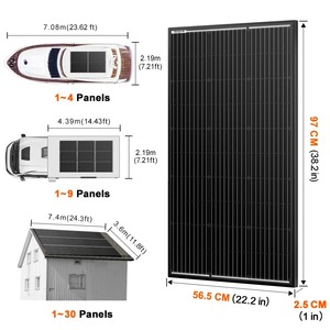 Kit de panneaux solaires <span class=keywords><strong>DOKIO</strong></span> 18V 100W noir pour la maison, étanche, mono, charge de batterie 12V avec contrôleur 10A, câble de 8 m - Product Image 6