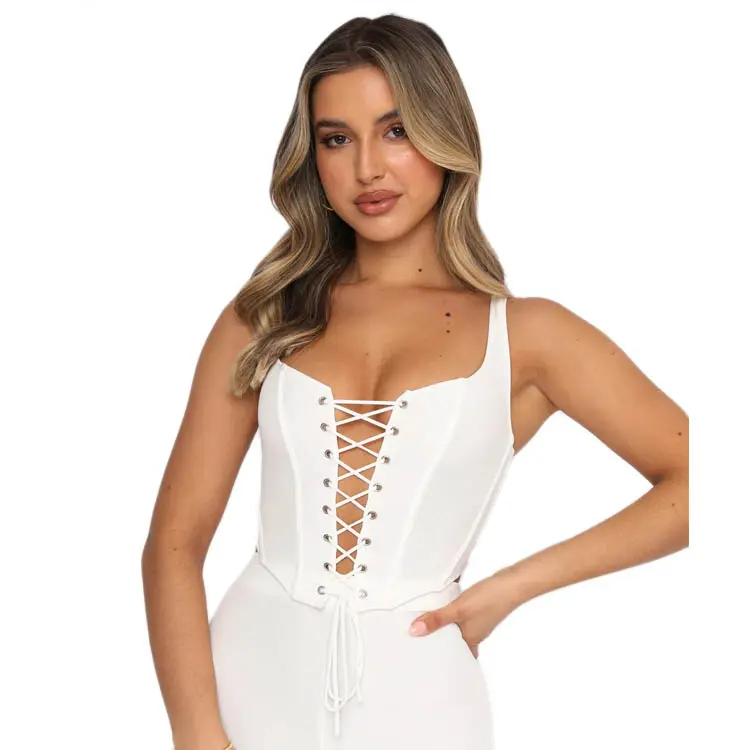 Custom High Quality Summer womens crop top Sleeveless lace corset tops for women
