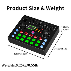 Thiết bị phát sóng trực tiếp V8S, card âm thanh, thiết bị trộn nhạc DJ có thể điều chỉnh, card âm thanh ngoài USB, hỗ trợ 2 người, 2 điện thoại - Product Image 6