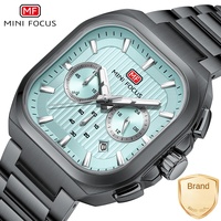 Montre à quartz pour homme MINI FOCUS, boîtier carré, alliage d'acier inoxydable, aiguilles lumineuses, multifonctionnelle, résistante à l'eau 30M, modèle MF0622G