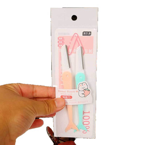 Caicheng Eyebrow Razor Set 3pcs Plastic Folding Safety Blade For Beginners <b>Makeup</b> Grooming <b>Tool</b> - Product Image 5