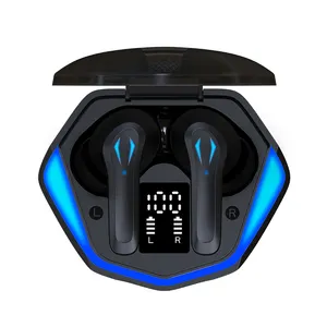 Earphone Bermain Game ES-S18, Headphone Gamer Bluetooth Efek Cahaya RGB, Earbud Bluetooth