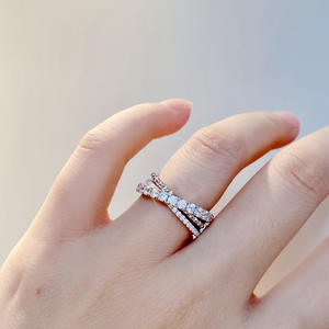 Anelli Eternity Q370 per Donna con Diamanti Naturali, Montatura Pavé Rotonda, Anelli di Fidanzamento alla Moda - Product Image 2